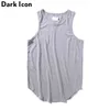 Solid Color Curved Hem Longline Tank Tops Mężczyźni Lato Puste Rozszerzone Hip Hop Tank Tops wydłużony zbiornik Top 210603