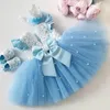 Vestiti da ragazza Neonate vestono estate Carino Bownot Princess Birthday Party 1 Year Tutu Gown Toddler Infant Battesimo Abbigliamento