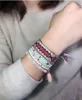 Boemia Gioielli di perle in tenatura elastica multistrato Braccialetti Braccialetti per donne con fascino della nappa fogliare Bracciale pulsera.