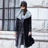 Alegogoアヒルダウンジャケット女性冬の長い厚い両面格子縞のコート女性暖かいパーカー211216