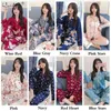 Oversize M-5XL Mulheres Manga Longa Calças Pijamas Silk Cetim Pijamas Conjuntos Sleepwear Nightgown Suit Tape Robe Bath Sole Sleepshirts 211112