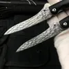 Högkvalitativ Damaskus Pocket Folding Kniv VG10-Damascus Stålblad Ebony Handtag EDC Ball Bearing Folder Knives