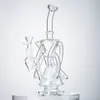 Commercio all'ingrosso 10 pollici Clear Recycler Narghilè Soffione doccia Perc Tubi dell'acqua Klein Bong con ciotola 14mm Bong di vetro femminile Tubo da fumo Cera Dab 7 Tubi WP2197