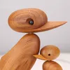 Wooden Duck Figurines Wood Miniature Animals Toys Dolls Creative Puppet Office Home Decoration Accessories Ornaments Nordic Fash