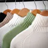Surmiitro Cashmere Stickad tröja Kvinnor Höst Vinter Koreanska Turtleneck Långärmad Pullover Kvinna Jumper Green Knitwear 210805