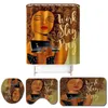 African American Shower Curtain Set Black Girl Work Slay Bab Bathroom Curtain Bad Mat Rug matta Toalett Inspiration Heminredning 211116