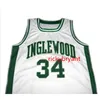 Nc01 College Inglewood High School Basketball Jersey Paul 34 Pierce Jersey Throwback vert Broderie cousue sur mesure grande taille S-5XL