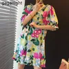 Abiti estivi vintage da donna con scollo a V eleganti allentati Boho Beach stampa floreale femminile Mini abbigliamento donna 210601