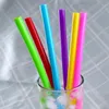 6pcs+2brush/set 23CM Candy Colors Silicone Straw Reusable Folded Bent Straight Straw Home Bar Accessory Silicone Tube B0509