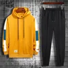 Männer Trainingsanzug Jogginganzug Side Splice Hoodies Set Männliche Fleece HoodiesHosen Workout Zweiteilige Sets Gym Sportbekleidung Anzug Kleidung 201210