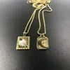 Pendant Necklaces Autumn 2021 Radiation Square Sweater Chain Sun Moon Necklace Titanium Steel Gold-plated Brand