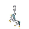 Pendentif coloré licorne arc-en-ciel planète bleue, perles adaptées aux petits bijoux Pandora originaux, Bracelet en argent, bijoux à faire soi-même