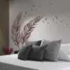 Adesivi murali creativi con piume intagliate Soggiorno Decorazioni per la camera da letto Sfondo Decorazioni per pareti Decorazioni Adesivi autoadesivi per la casa 210914