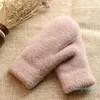 Five Fingers Gloves Women Winter Keep Warm Plus Cashmere Thicken Mink Fleece Solid Cute Lovely Outdoor Windproof Cycling Full Finger Mittens