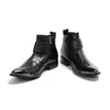 Fashion Rock British Men S vestito nero manette uomo uomo vera caviglia in pelle scarpe piatti tacchi tacchi dimensioni dimensioni