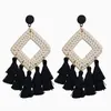 Bohemian Rattan Tassel Dangle Earrings for Women Lightweight Boho Jewelry Handmade Weaving Geometric Long Drop Statement