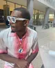 카사블랑카 2021 뉴 하와이안 새틴 플라워 그라데이션 핑크 컬러 반소매 셔츠 남성
