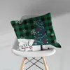 Taie d'oreiller de noël à carreaux rouge vert, housse de coussin en bois de bonhomme de neige, 45x45cm, taie d'oreiller de noël XD24754