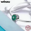 WOSTU 100% 925 Sterling Silber Sommer Stil, Grüne CZ Perlen Charm Fit Original Armband Halskette Schmuck Geschenke Für Frauen CQC629 Q0531