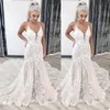 Robes de mariée en dentelle sirène 2021 nouveau designer avec bretelles spaghetti appliques balayage train sur mesure pure jardin robe de mariée vestido