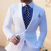 Белые мужские костюмы Slim Fit с широким пикам отворота для свадебных ужин Groom Tuxedos 2 штуки мужская мода куртка брюки X0909