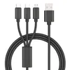 Câbles de téléphone 1,2 m 3 en 1 câbles de charge pour Huawei LG Samsung Note20 S20 Micro USB Type C avec la ligne de données du sac OPP de la tête métallique 2.4