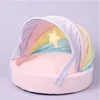 Rainbow Pet Dog Cat Bed House Soft Cozy Breathable Deep Sleep Kitten Puppy Sleep Nest Home Pad Cushion For Cat Bed Mat StarsToy 210713