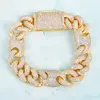Bracelet Miami cubain en cuivre doré pour hommes, chaîne Hip Hop à dos solide, lien en Zircon, bijoux Rock, 18mm