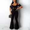 Women Sexy Summer Fall 2 Pieces Outfits Off Shoulder Tie Front Tube Top and Suspender Overalls Pants Boho Beach Partywear T200603
