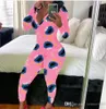 Kvinnor Jumpsuits Rompers Designer Pajama Nightwear Bodysuit Workout Skinny Hot Print V-Neck Långärmad Byxor Ladies Home Pajamas Rompers