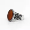 Кластерные кольца 925 Серебряные серебряные мужчины кольцо с большим красным натуральным ониксом Стоун Винтаж Тайский для мужчин Женщины Турецкие украшения