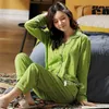 Vår 5XL 7XL Långärmad Pyjamas Kvinnors Plus Storlek Sleepwear Nightwear Women's Home Clothes Casual Nightgown Pajama Homewear 210928