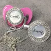 MIYOCAR custom any glitter name photo clear bling pacifier and pacifier clip silver BPA free dummy bling glitter design P1-1-BG 210226