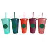 Mermaid Goddess Starbucks 24oz/710ml Plastic Mugs Tumbler Reusable Clear Drinking Flat Bottom Pillar Shape Lid Straw Cups mug WLL1112