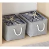 Folding Storage Basket Foldable Linen Box Bins Drawstring Organizer Clothes Laundry Closet Toys Organize Holder 210609