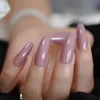Unghie finte Lucido PaleVioletRed Coffin Nail Soild Color Salon Punte lunghe lisce DIY Daily Ballerina Prud22