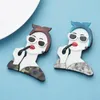 Pins, broches Wulibaby acryl putting op lippenstift dame voor vrouwen 2-color wear bril bowknot moderne meisje party office broche pins