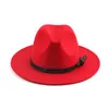 Geizige Krempe Hüte 2021 Klassischer britischer Fedora-Hut Männer Frauen Nachahmung Woolen Winter Feste Farbe Filz Mode Jazz Chapeau Whole2601281