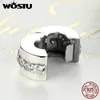 Wostu Real 925 Sterling Silver Shining Path Cluom Charmsビーズフィットオリジナルブレスレットバングル本格的なファインジュエリーメイクQ0531