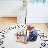 120cm Ins Kids Crawling Carpet Baby Spädbarn Spela Mats Brev Mönster Floor Rug Fleece Round Blanket Barnrum Inredning Spelkudde 210301