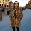 Abrigos clásicos de leopardo de imitación de piel para mujer, abrigo de lujo para invierno, chaqueta cálida de felpa, prendas de vestir a la moda, parte de arriba ropa informal borrosa 2022