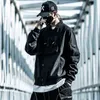 Techwear Black Hip Hop Punk Bomber Jackets Coats Men Japanese Streetwear Cotton Oversized Long Sleeve Casual Male Outerwear 211110