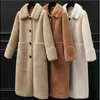 Coreano Outono e inverno Mulheres Cordeiro Lã Camisola Casaco Médio e Long Fashion Shearing Coat 211207