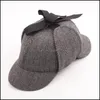 Chapeau de douche Unisexe Bérets de laine d'hiver pour hommes Deerstalker t Cap accessoires de détective britannique Drop Livrot 2021 Chapeaux de plein air spor9795103