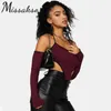 Missakso Sexy Skinny Halter Backless Bandage Crop Top Spring Herfst Women Lace Up Long Sleeve T Shirt Streetwear Party 210625