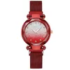 Montre à quartz pour femme 33 mm classique pour femme - Montre de luxe élégante - Montre-bracelet ronde dégradée ciel étoilé lumineux en acier inoxydable