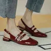 Klänningskor Vrouwen Sandalen Zomer Schoenen Vrouw Flats Dubbele Gesp Mary Janes Schoenen Lakleer Jurk Schoenen Terug Riem Zapatos Mujer 9278N 220309