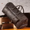 Bolsas de lona Crazy Horse Leather Overnight Bolsa de fin de semana Equipaje de viaje de moda Duffle Luxury Men Brown Coffee