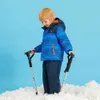 2-bitars toddler pojke randig huva jacka och snö bib skiddräkt 210528