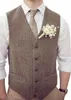 Men's Vests Mens Suit Vest V Neck Herringbone Slim Fit Formal Green/Black/Brown Business Single-breasted Waistcoat Groomman For Wedding